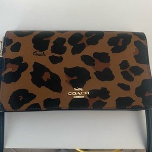 Coach Anna Leopard Print Fold-over Bag